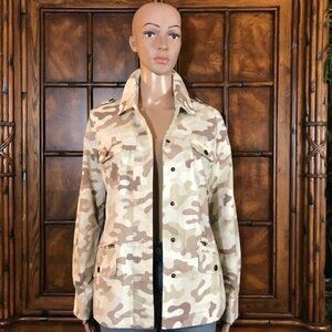 Rachel Hollis Sand Camo Snap 100% Cotton Utility Jacket